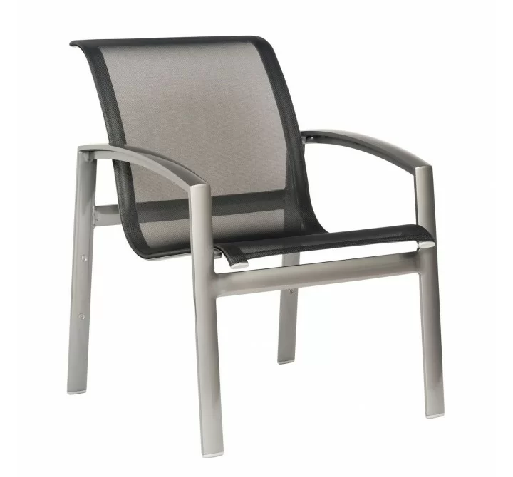 Woodard Metropolis Sling Stacking Dining Armchair - Angled