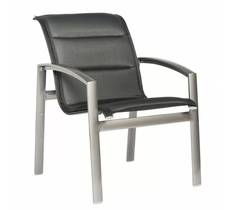 Woodard Metropolis Padded Sling Stacking Dining Armchair - Angled