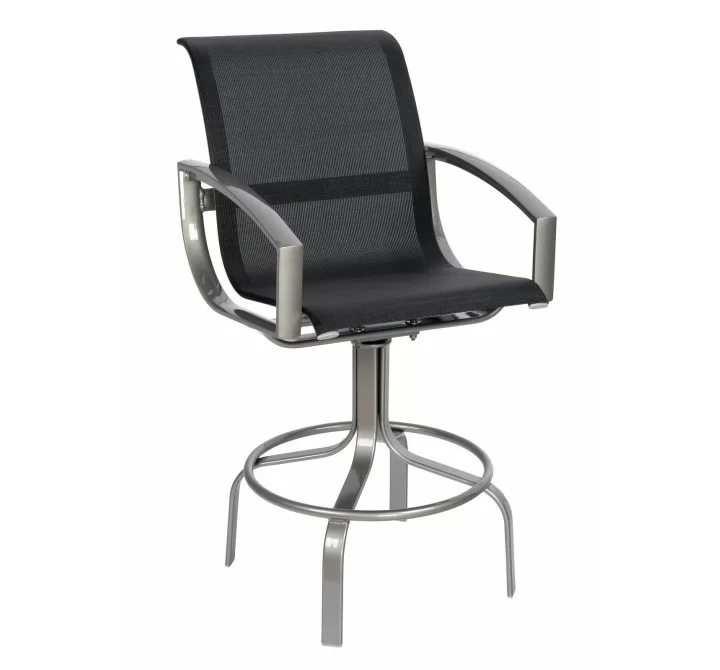 Woodard Metropolis Sling Swivel Bar Stool - Angled View