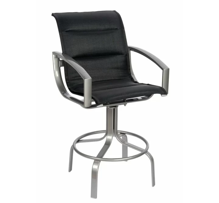 Woodard Metropolis Padded Sling Swivel Bar Stool