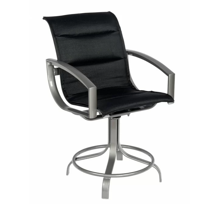 Woodard Metropolis Padded Sling Swivel Counter Stool - Angled