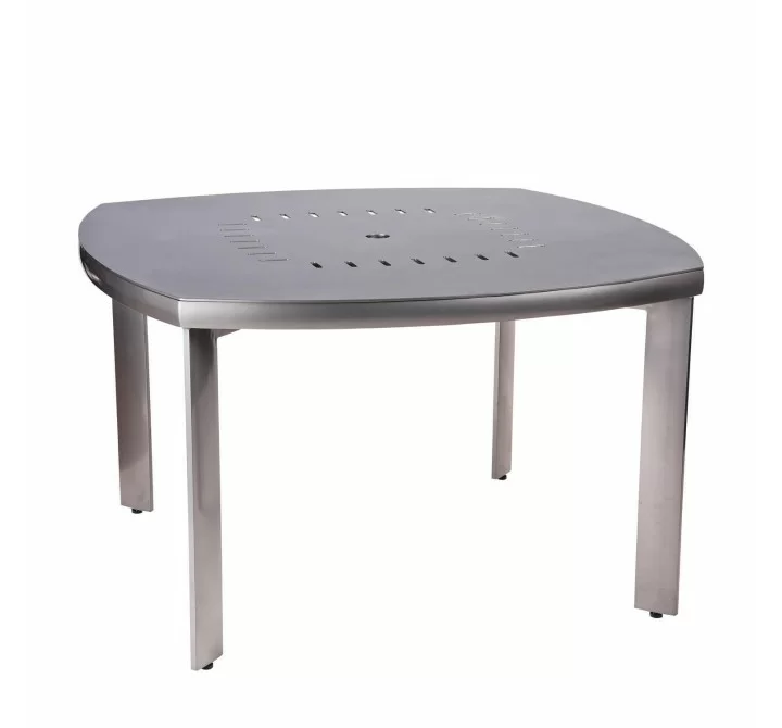 Woodard Metropolis Square Round Dining Umbrella Table - Angled