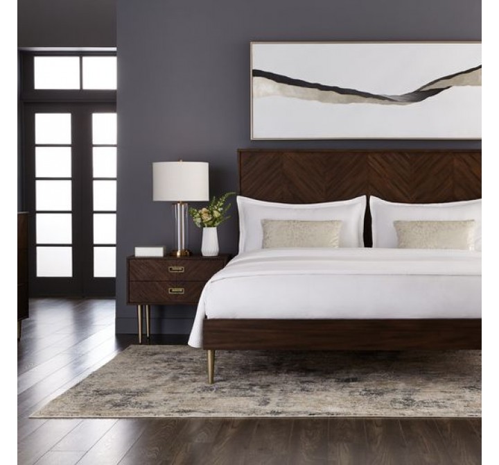 Sunpan Greyson Nightstand in Smoke Acacia - Lifestyle