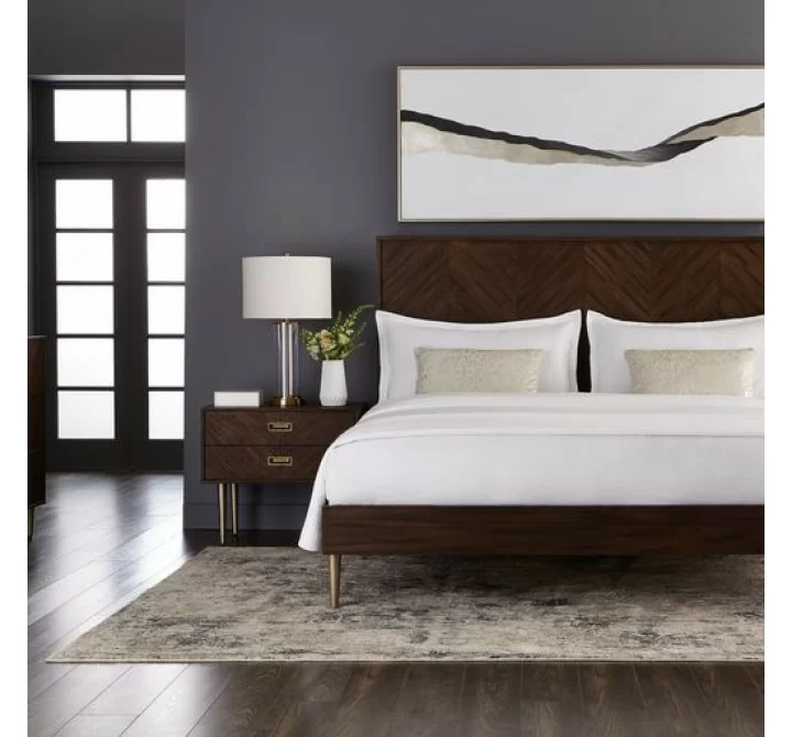 Sunpan Greyson Nightstand in Smoke Acacia - Lifestyle