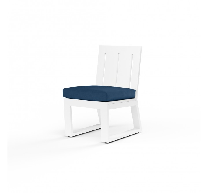 Newport Armless Dining Chair in Spectrum Indigo, No Welt - Front Side Angle
