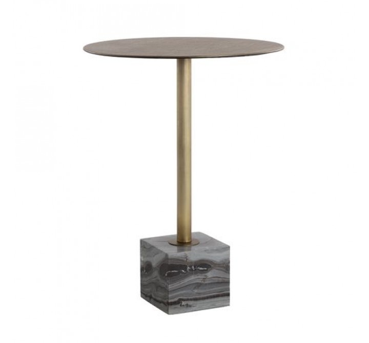 Sunpan Kata Bar Table in Grey Marble - Front Angle