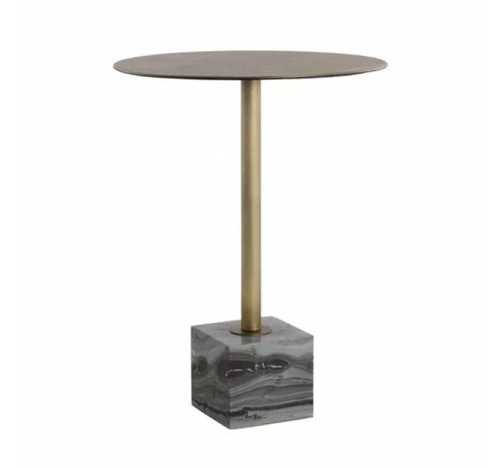 Sunpan Kata Bar Table in Grey Marble - Front Angle