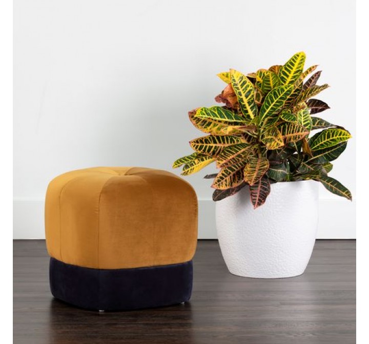 Sunpan Esti Ottoman in Gold Sky-Abbington Navy - Lifestyle