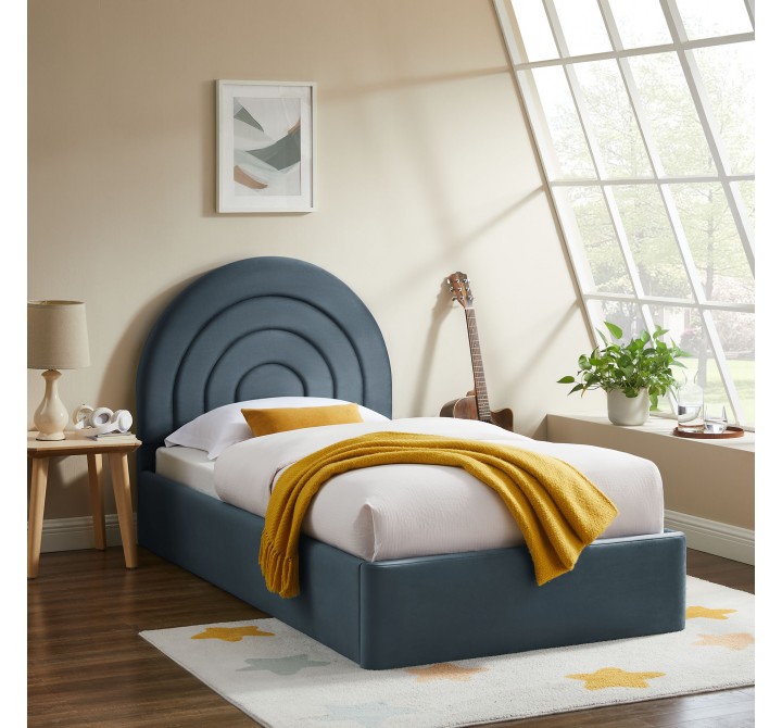 Modway Solana Arched Performance Velvet Twin Platform Bed Blue