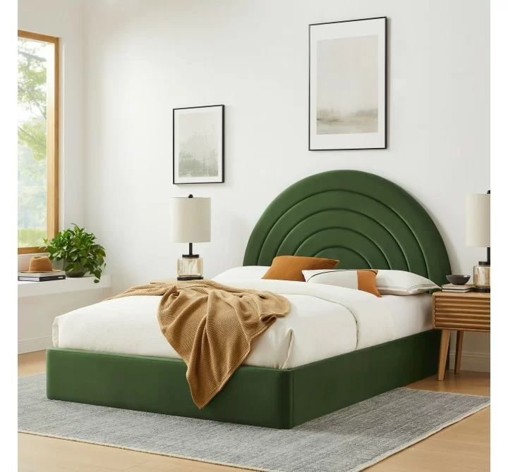 Modway Solana Arched Performance Velvet Full Platform Bed Green