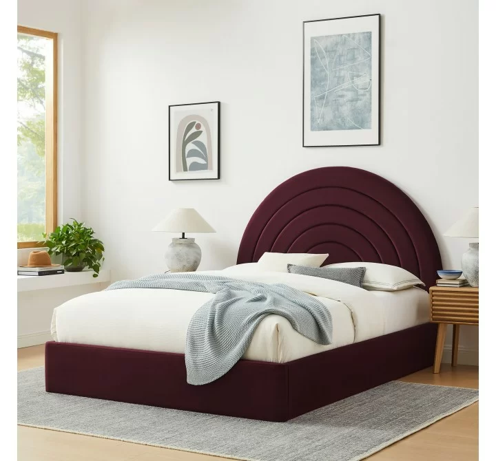 Modway Solana Arched Performance Velvet King Platform Bed Purple