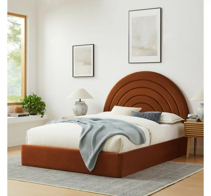 Modway Solana Arched Performance Velvet Queen Platform Bed Brown