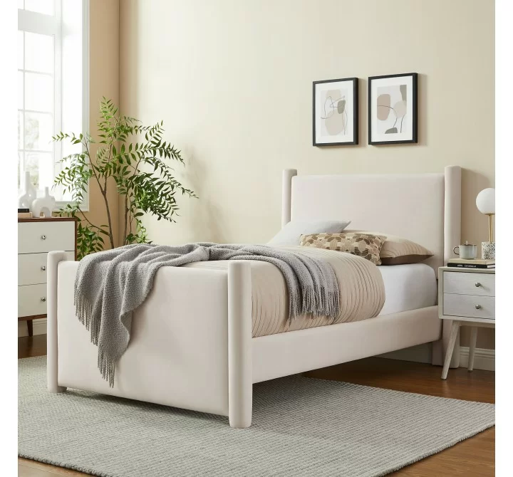 Modway Rael Performance Velvet Twin Platform Bed Ivory