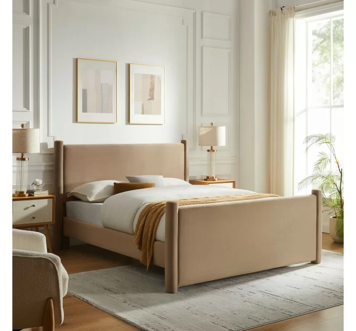 Modway Rael Performance Velvet Queen Platform Bed Taupe