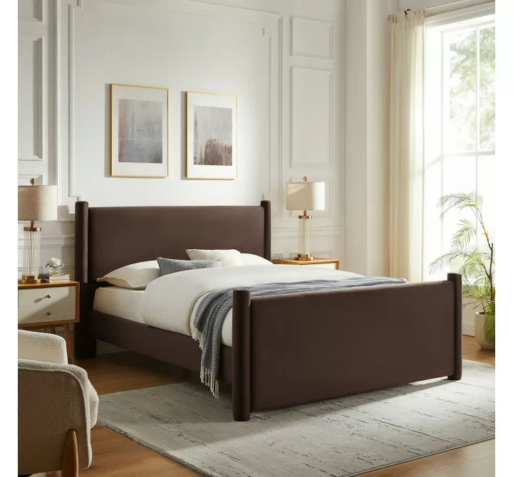 Modway Rael Performance Velvet King Platform Bed Brown