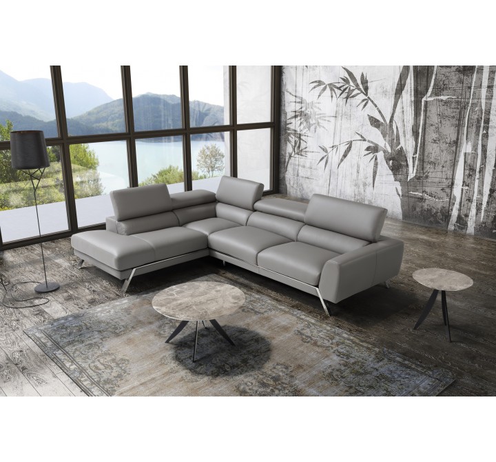 J&M Furniture Mood Grey Leather Sectional