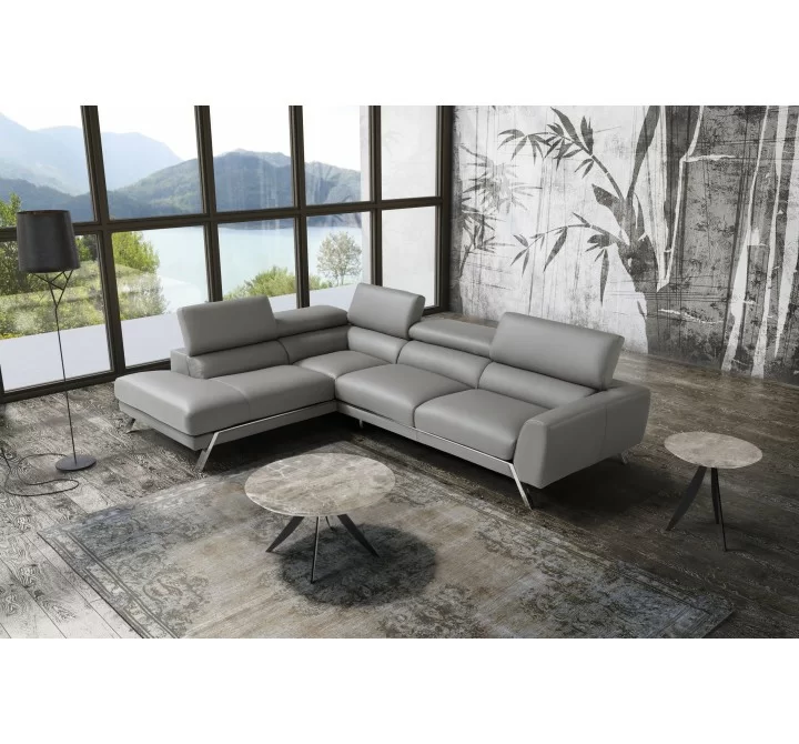 J&M Furniture Mood Grey Leather Sectional