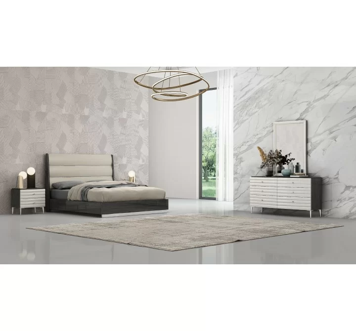 Whiteline Modern Living Pino Rectangular Mirror in High Gloss Light Grey - Lifestyle