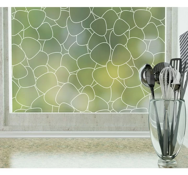 Odhams Press Pebbles Frosted Non-Adhesive Decorative Window Film - Privacy Cling Film