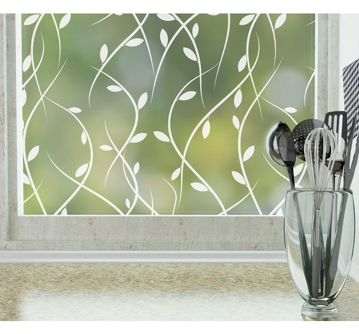 Odhams Press Vines Frosted Non-Adhesive Decorative Window Film - Privacy Cling Film