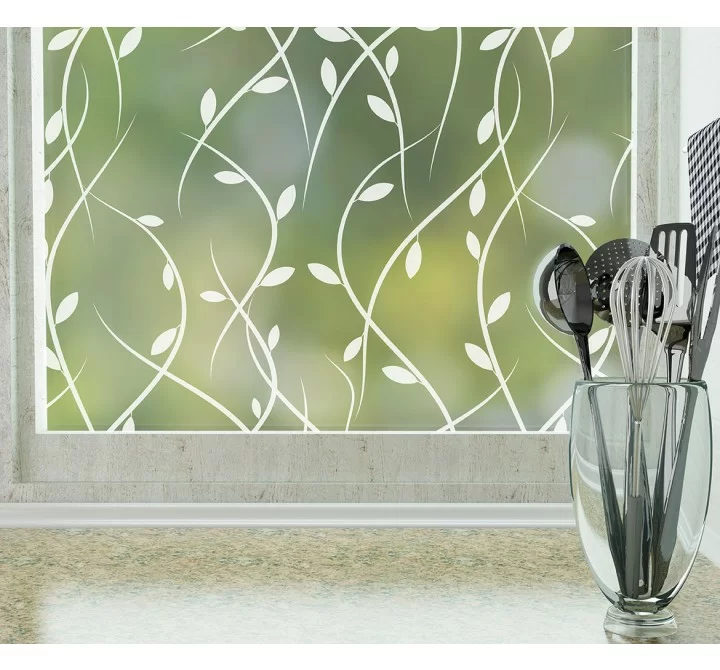 Odhams Press Vines Frosted Non-Adhesive Decorative Window Film - Privacy Cling Film