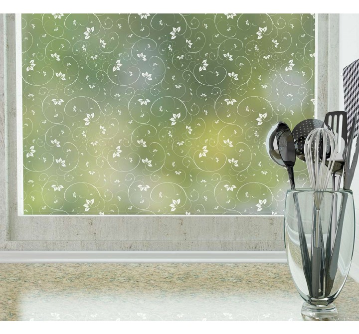Odhams Press Jasmine Frosted Non-Adhesive Decorative Window Film - Privacy Cling Film
