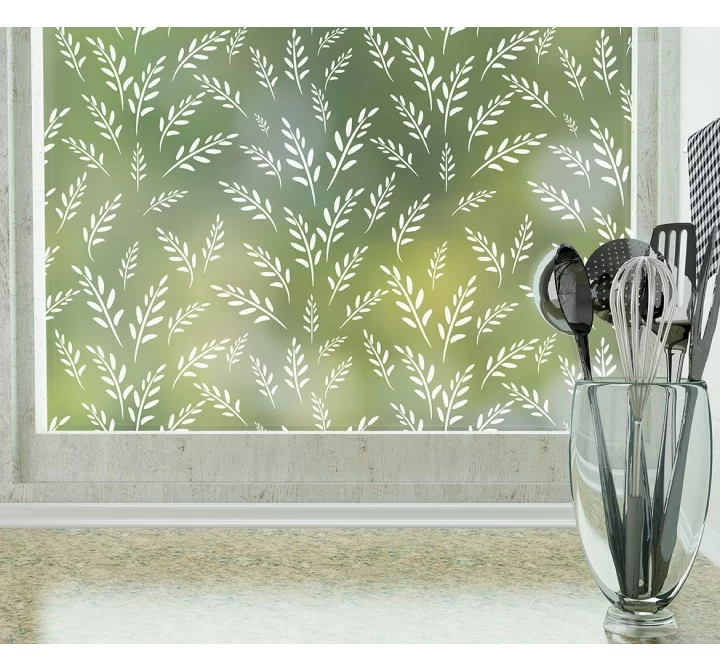 Odhams Press Wild Oats Frosted Non-Adhesive Decorative Window Film - Privacy Cling Film