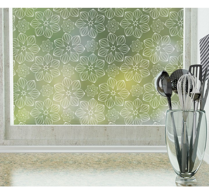 Odhams Press Blossom Frosted Non-Adhesive Decorative Window Film - Privacy Cling Film