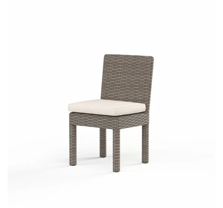Coronado Armless Dining Chair in Canvas Natural w/ Self Welt - Front Side Angle