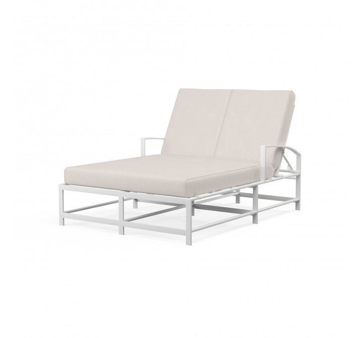 Bristol Double Chaise in Canvas Natural w/ Self Welt - Front Side Angle