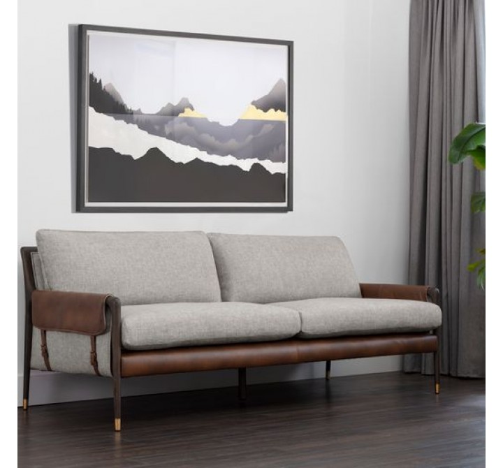 Sunpan Mauti Sofa - Brown - Vault Fog / Bravo Cognac - Lifestyle