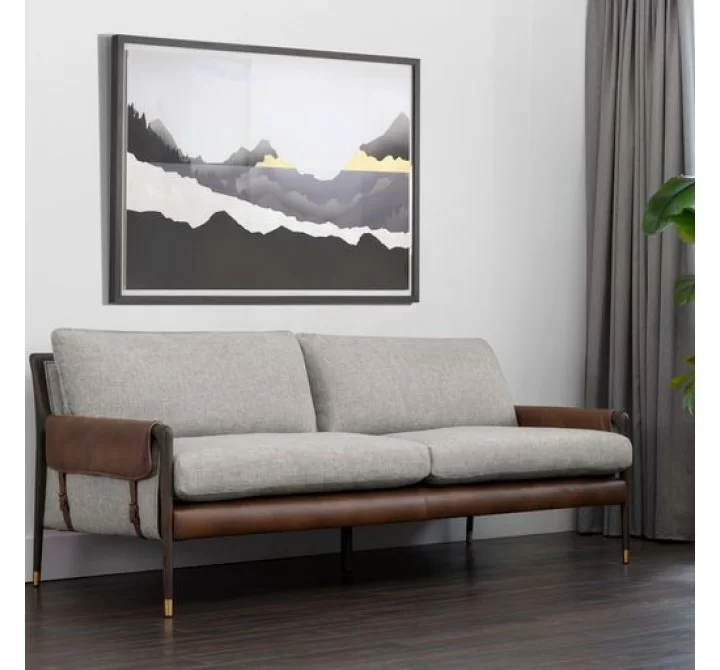 Sunpan Mauti Sofa - Brown - Vault Fog / Bravo Cognac - Lifestyle