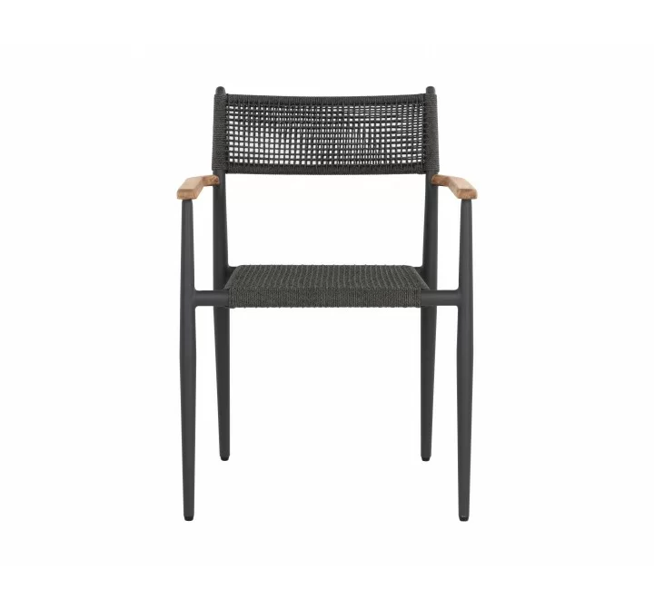 Sunpan Kona Stackable Dining Armchair Dark Grey - Set of Two - Front Angle