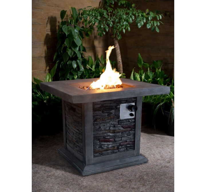 Crawford and Burke Edziza Gray Stone Gas Outdoor Fire Pit, Lifestyle