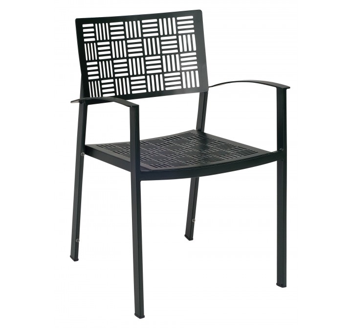 Woodard New Century Dining Armchair - Angle in Black