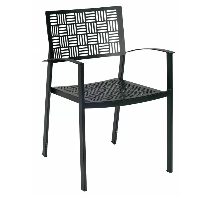 Woodard New Century Dining Armchair - Angle in Black