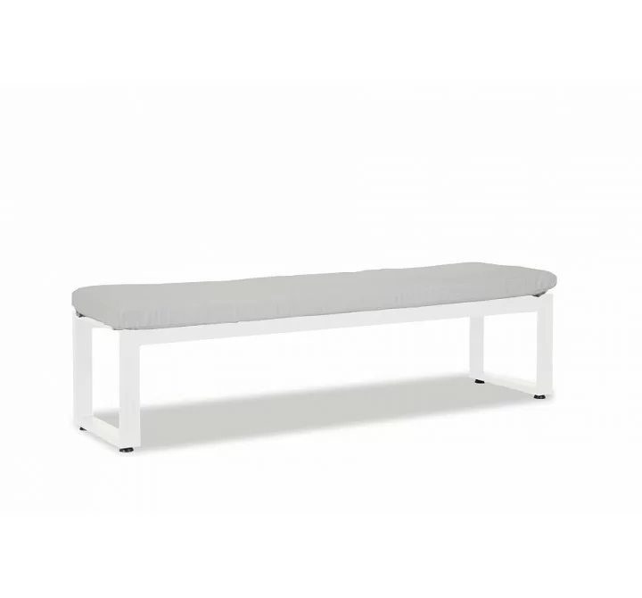 Newport Dining Bench in Cast Silver, No Welt - Front Side Angle