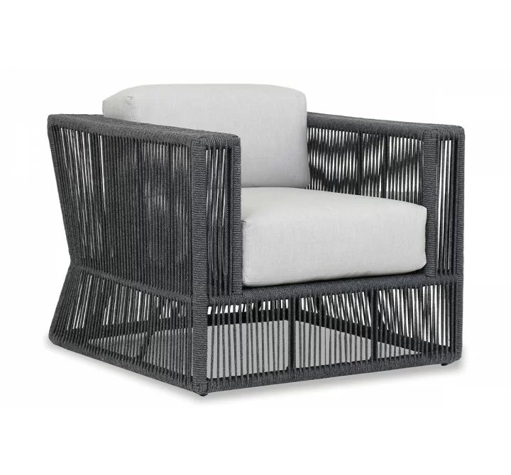 Milano Club Chair in Echo Ash Self Welt - Front Side Angle