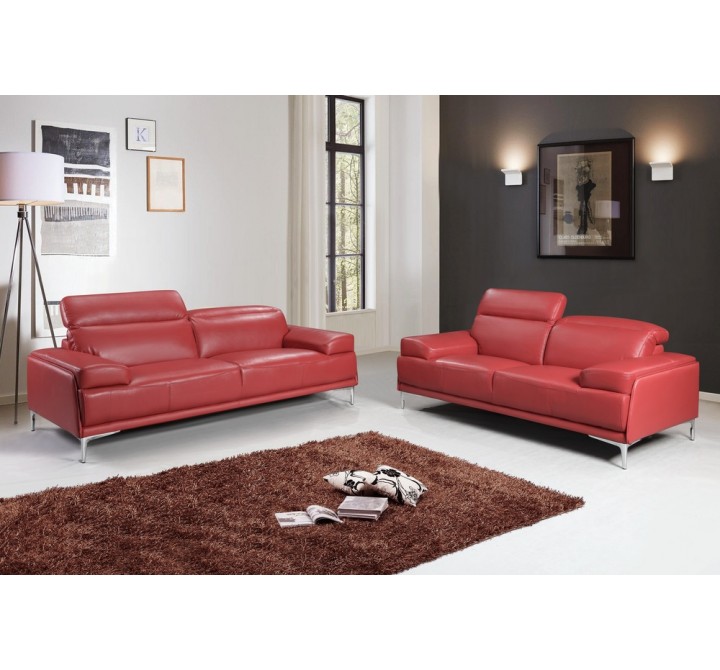 J&M Furniture Nicolo- Red Sofa & Love Set