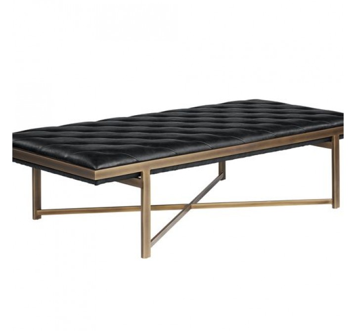 Sunpan Kayla Bench Vintage Black - Front Side Angle