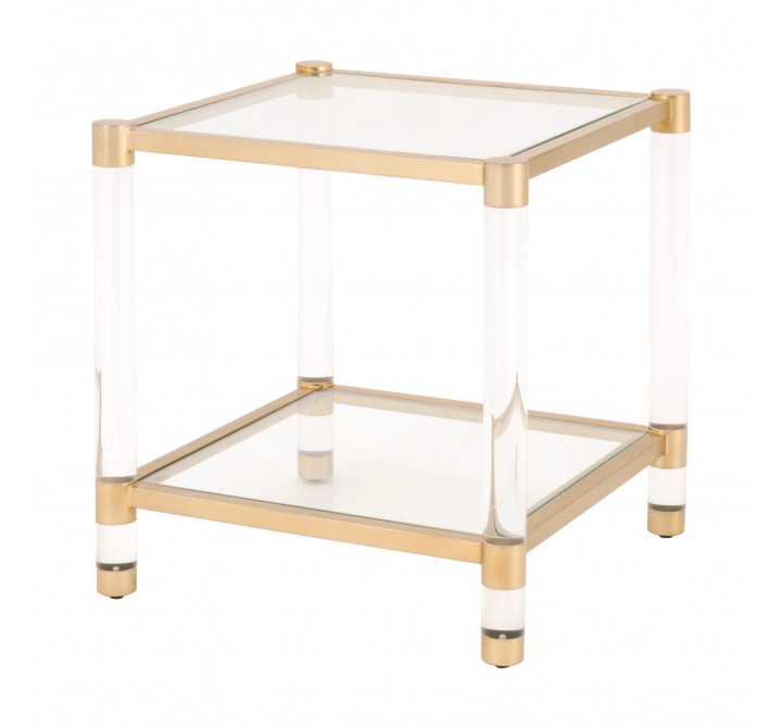 Nouveau End Table - Brushed Brass - Front Side Angle