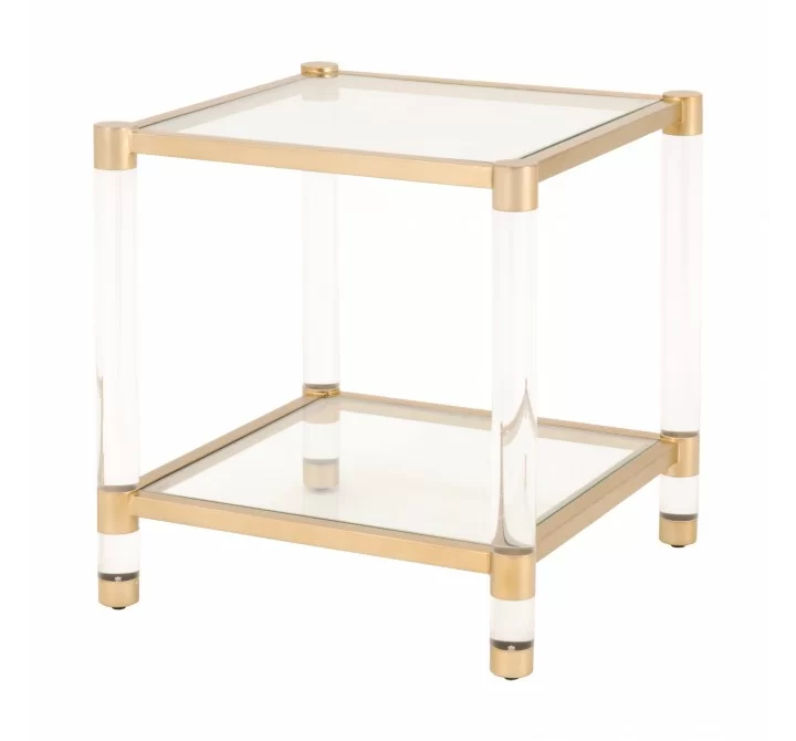 Nouveau End Table - Brushed Brass - Front Side Angle