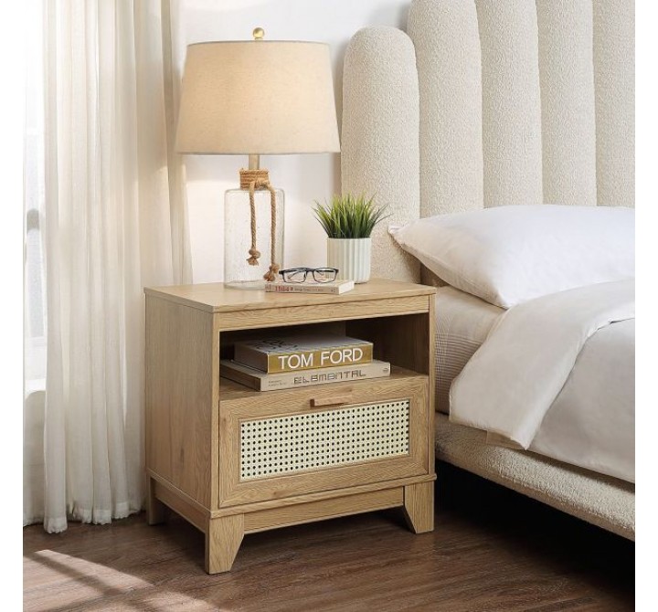 Manhattan Comfort Sheridan Modern Cane Nightstand Nature