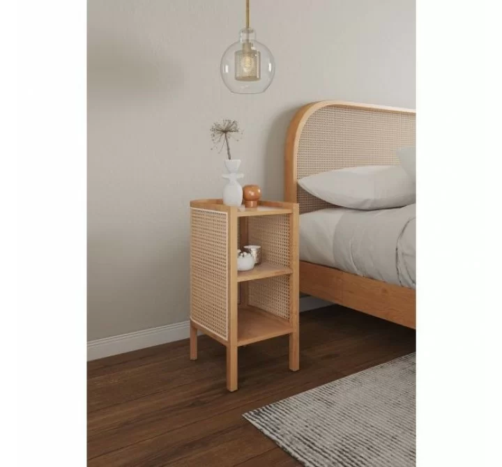 Manhattan Comfort Versailles End Table in Nature Cane