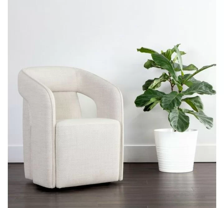 Sunpan Kendrick Wheeled Dining Armchair in Moto Stucco - Lifestyle