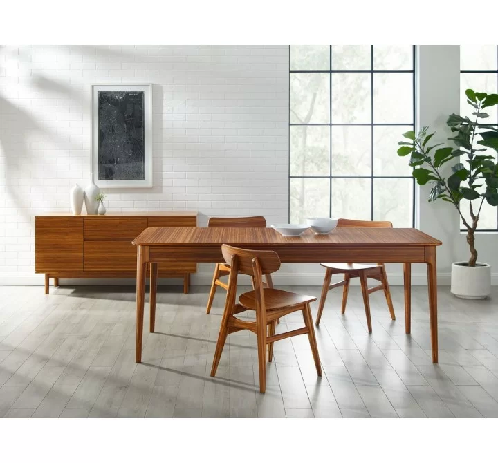 Greenington Erikka 110" Double-Leaves Extensible Dining Table, Amber, Lifestyle