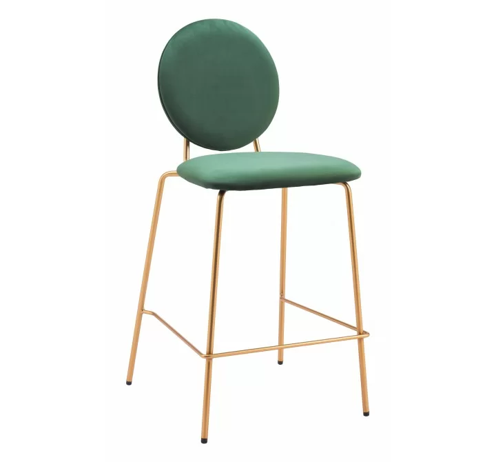 Odessa Counter Stool in Green & Gold- Front view 1