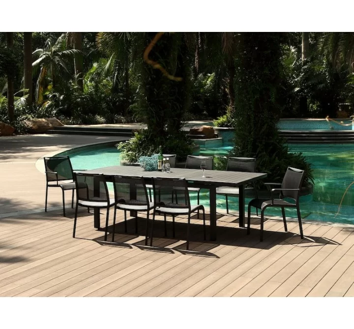 Whiteline Modern Living Alum Indoor / Outdoor Extendable Dining Table