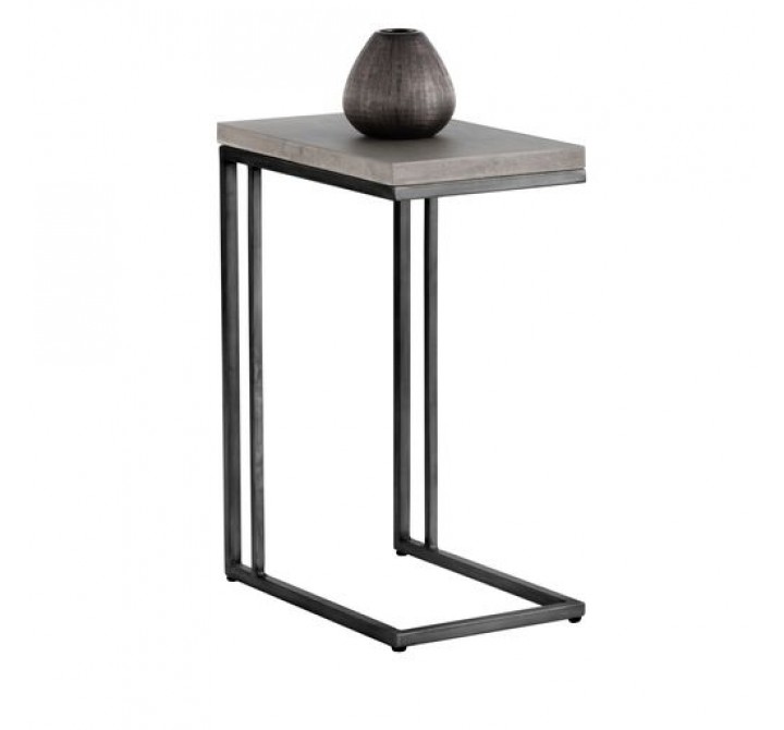 Sunpan Sawyer End Table Antique Brass-White / Black-Grey - Lifestyle