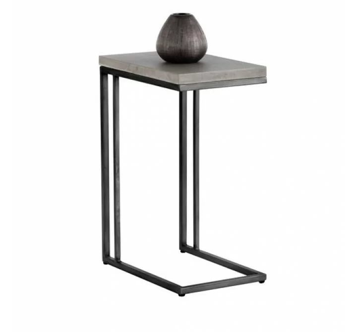 Sunpan Sawyer End Table Antique Brass-White / Black-Grey - Lifestyle